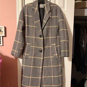ASOS Black and colorful Plaid Trench Coat SZ 2
